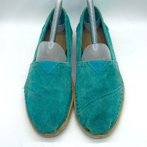 Toms Shoes - TOMS Suede Leather Turquoise Espadrilles Flats Sz 6.5